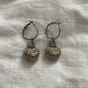 Juicy Couture Heart Rhinestone Hoop Earrings